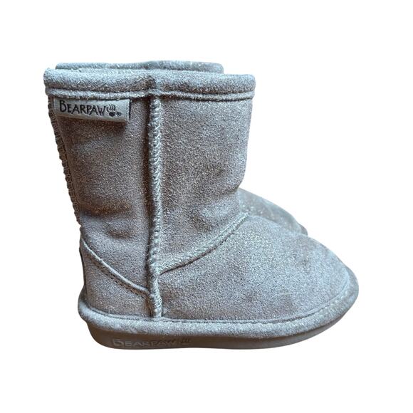 Bearpaw suede gold glitter slip on wool lined winter boot SIZE 5 - Picture 1 of 6